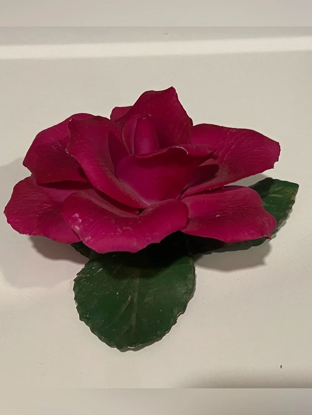 Vintage Capodimonte Rose Accent Flower in Deep Red made in Italy